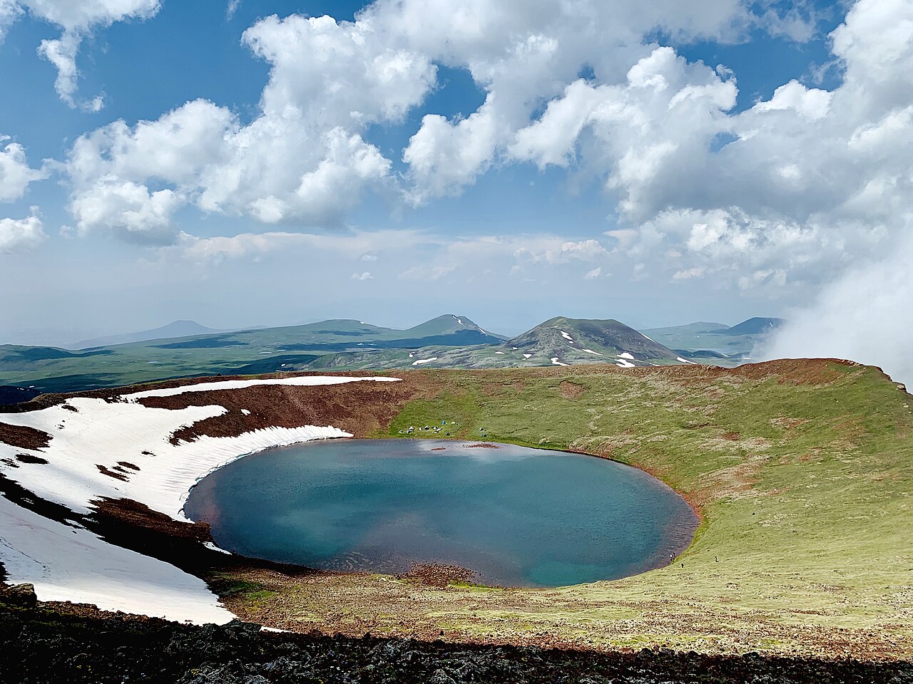 Mount Azhdahak summit crater lake